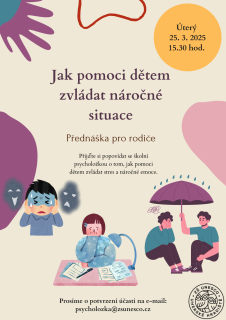 Jak pomoci dětem zvládat náročné situace - přednáška pro rodiče