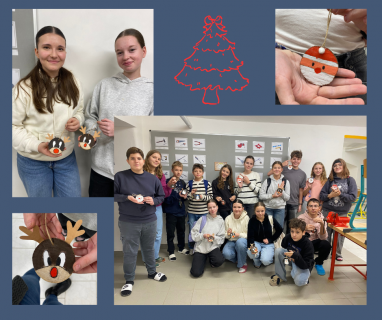 Vánoční ozdoby z kulatiny – tvoření žáků 6. a 7. ročníku