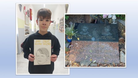 Stanislav Jež z 6.C namaloval portrét studenta Jana Zajíce