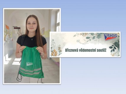 Laura Jašková z 9.B se stala výherkyní soutěže POKOS za měsíc březen 2026